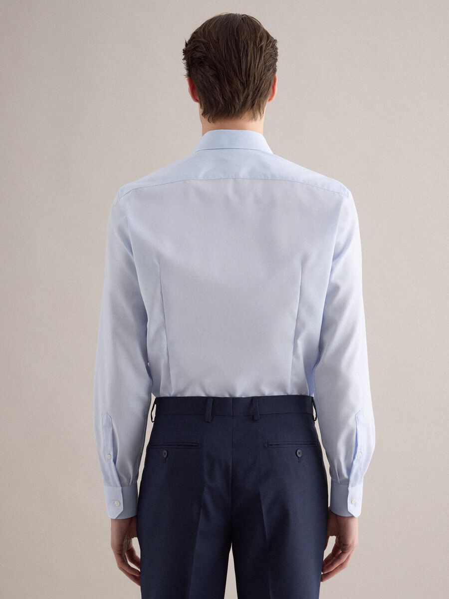 Camicia in puro cotone azzurra slim fit no iron_2