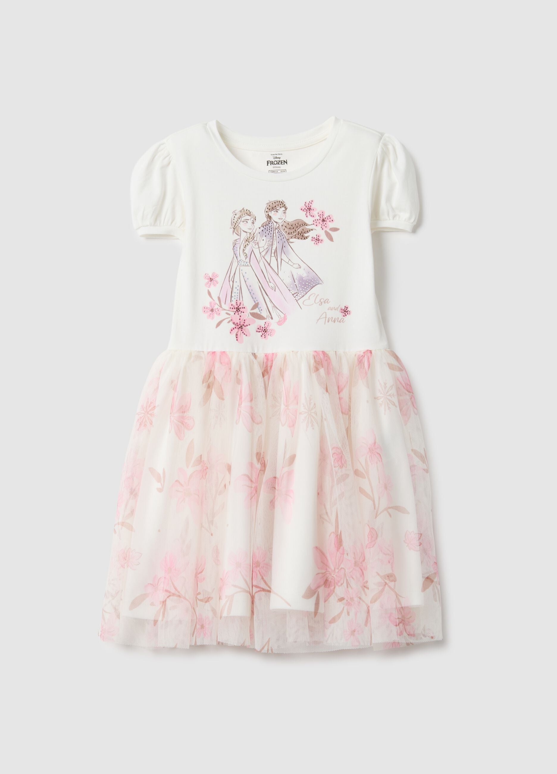 Elasticated cotton dress for girls with Frozen print