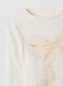 White pure organic cotton T-shirt with bow print for girls_2
