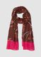 Foulard marrone e rosa in puro cotone con fantasia floreale_0