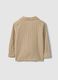 Oversized fit striped beige pure cotton shirt with buttons for boys_1