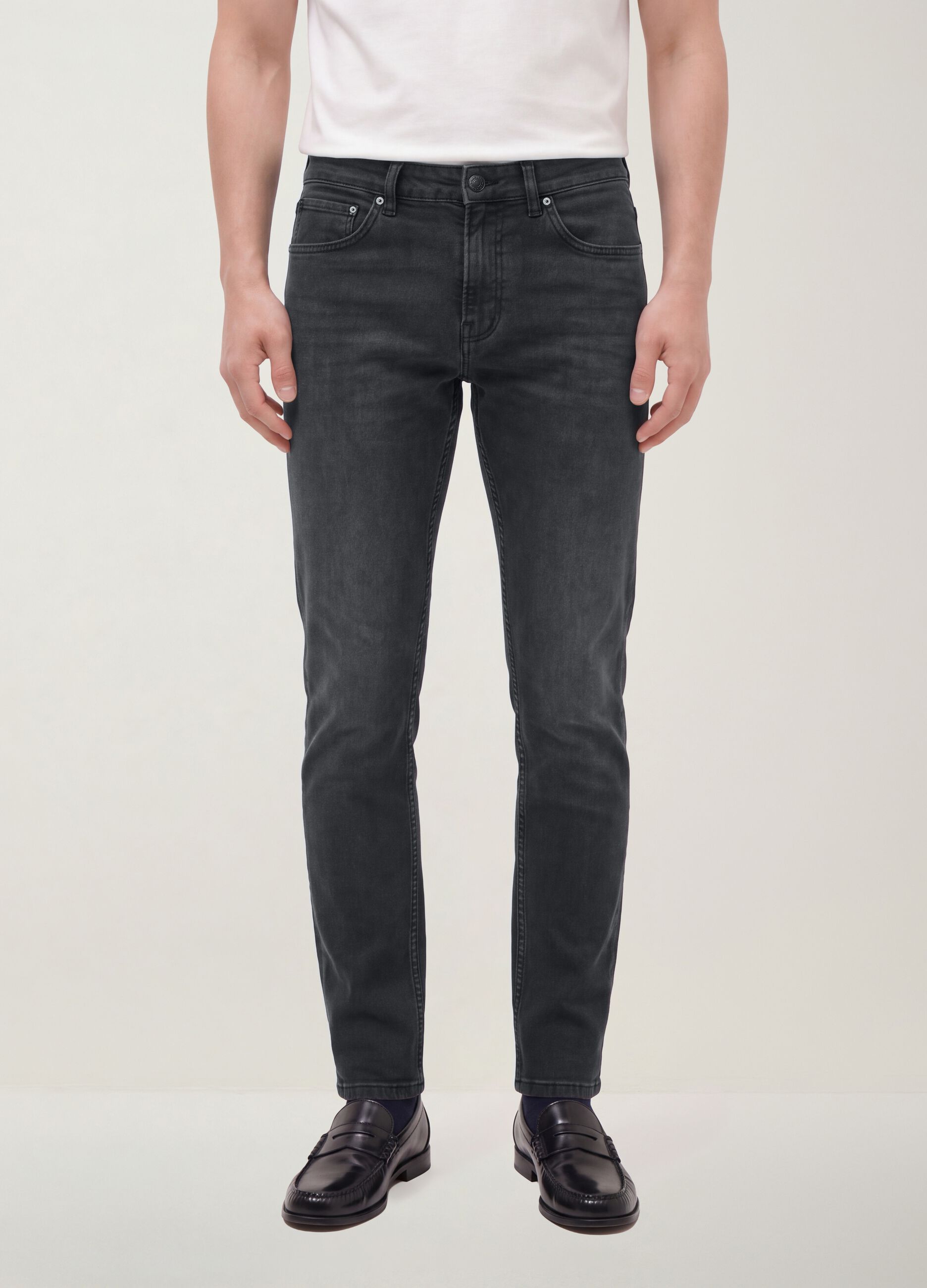 Black stretch-cotton slim-fit denim jeans