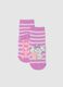 Girl's short multicolour striped cotton blend socks with print_0