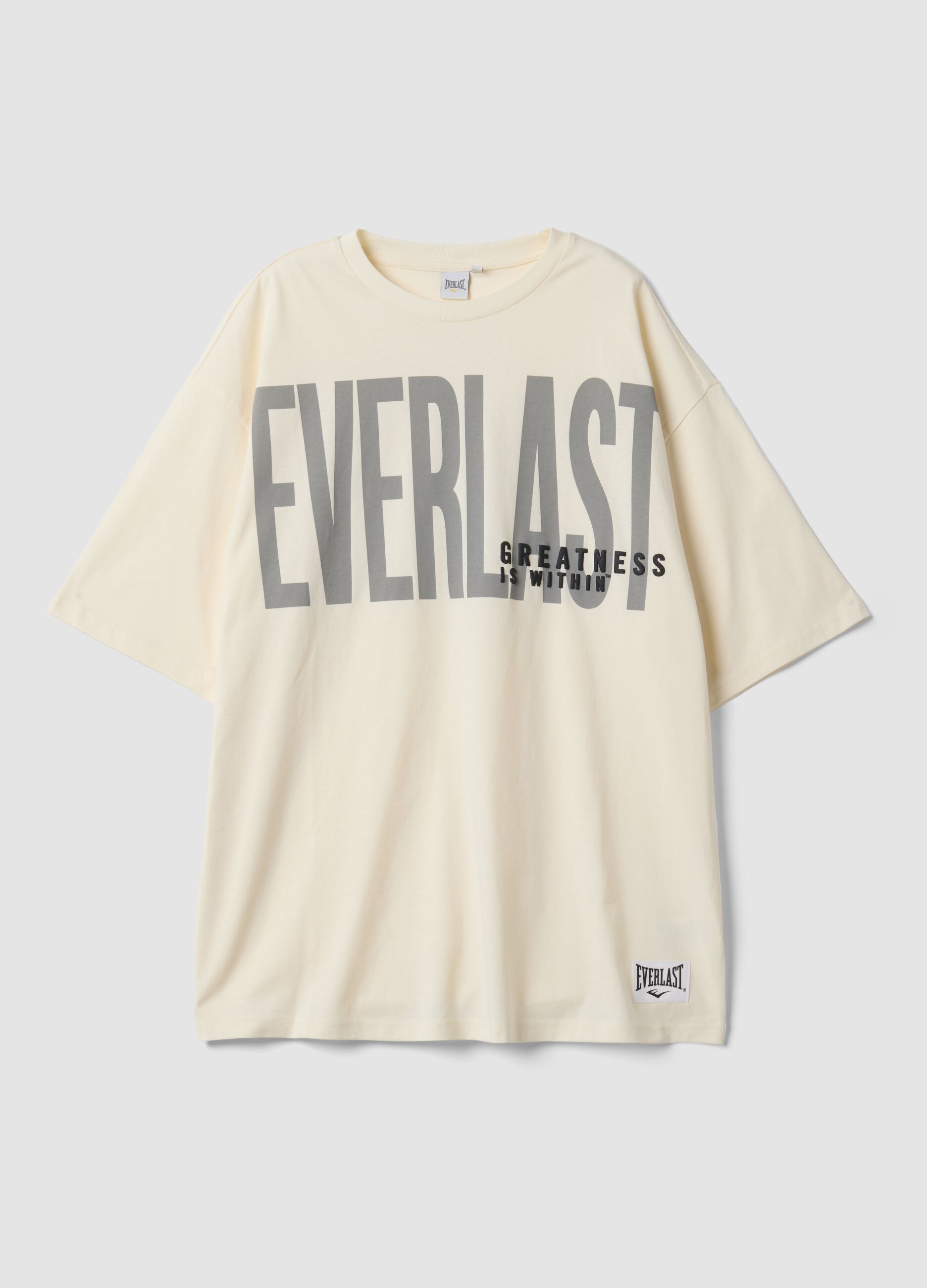White oversized pure cotton T-shirt with front logo