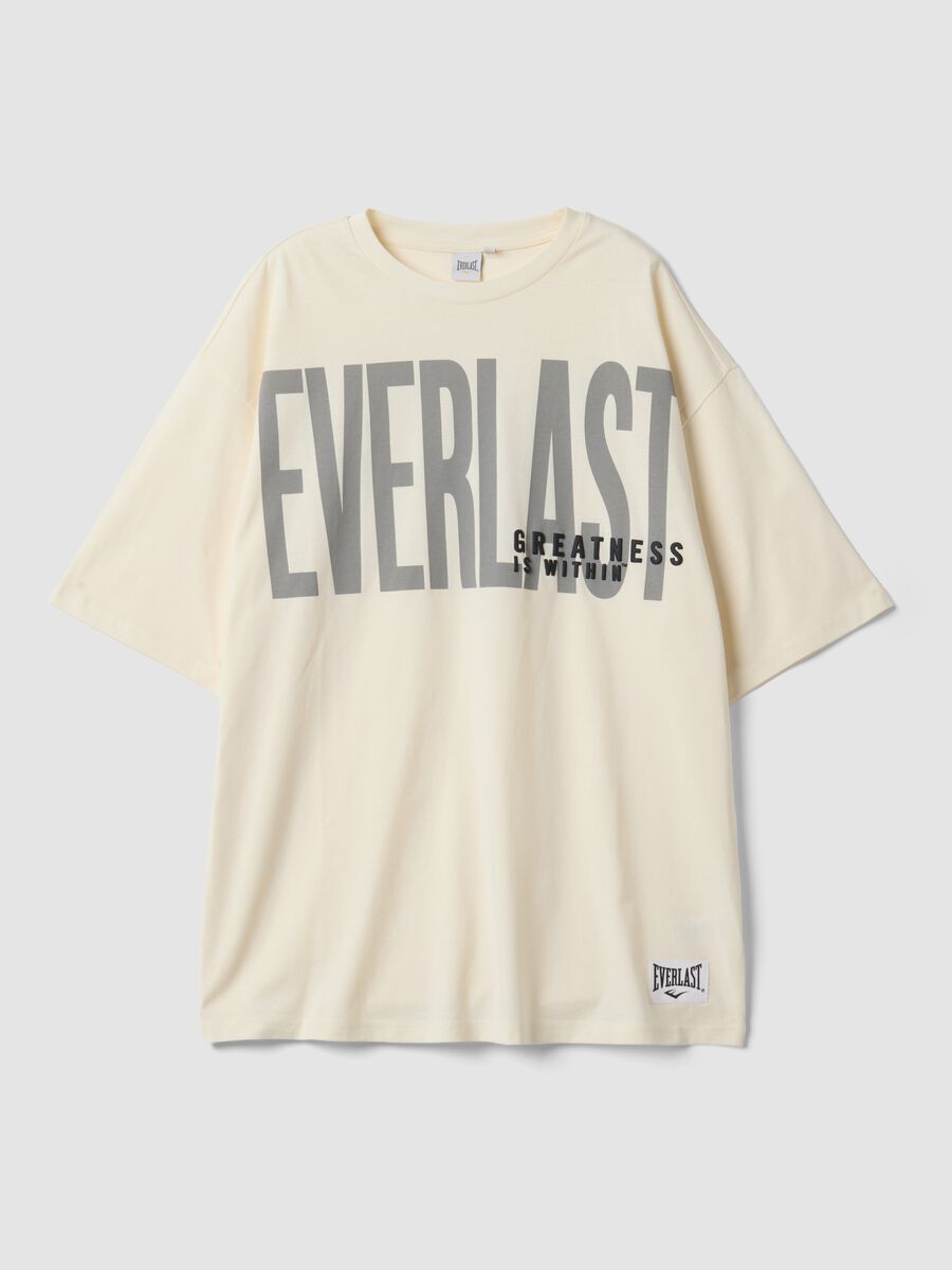 White oversized pure cotton T-shirt with front logo_4
