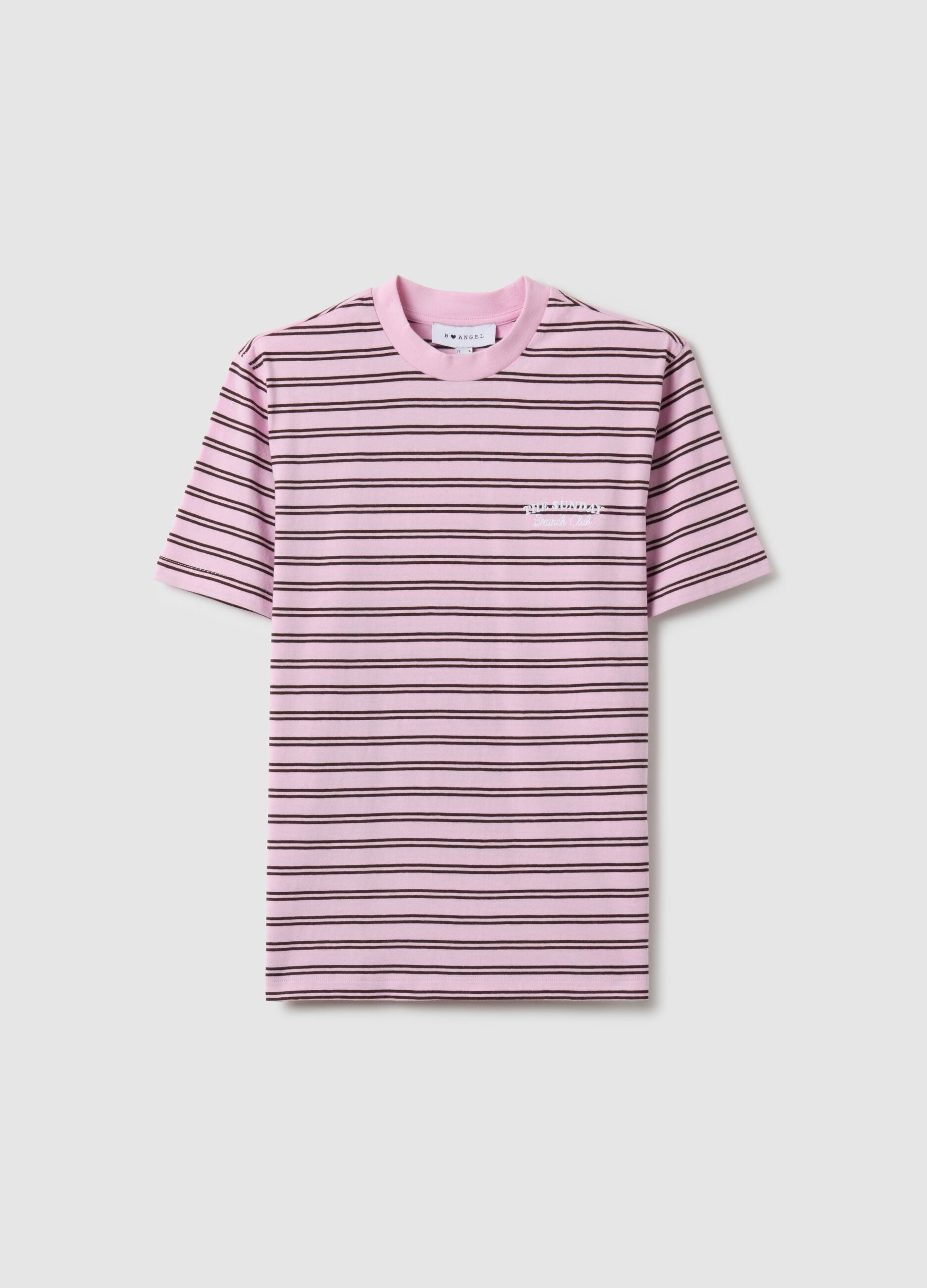 Multicolour striped pure cotton T-shirt with regular fit