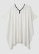 White cotton-viscose blend V-neck kaftan_4