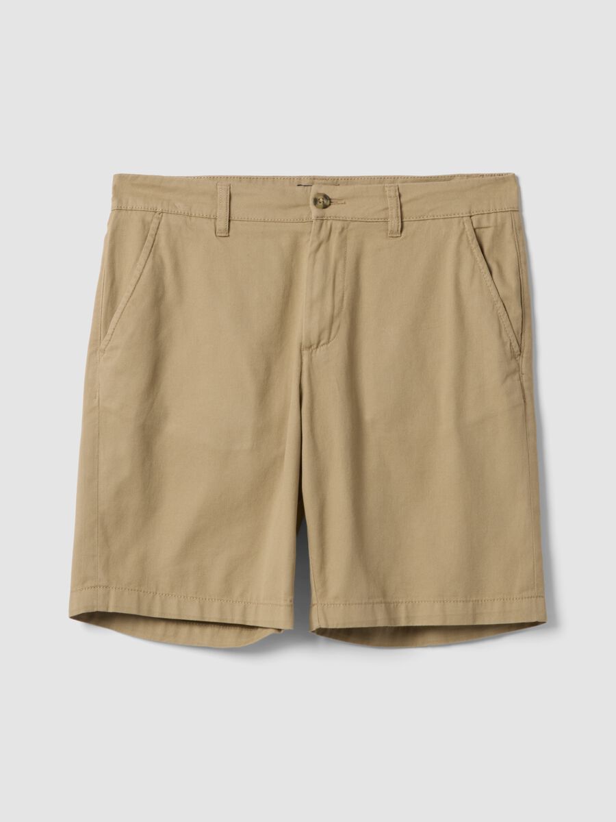 Beige regular-fit pure cotton chino shorts_4