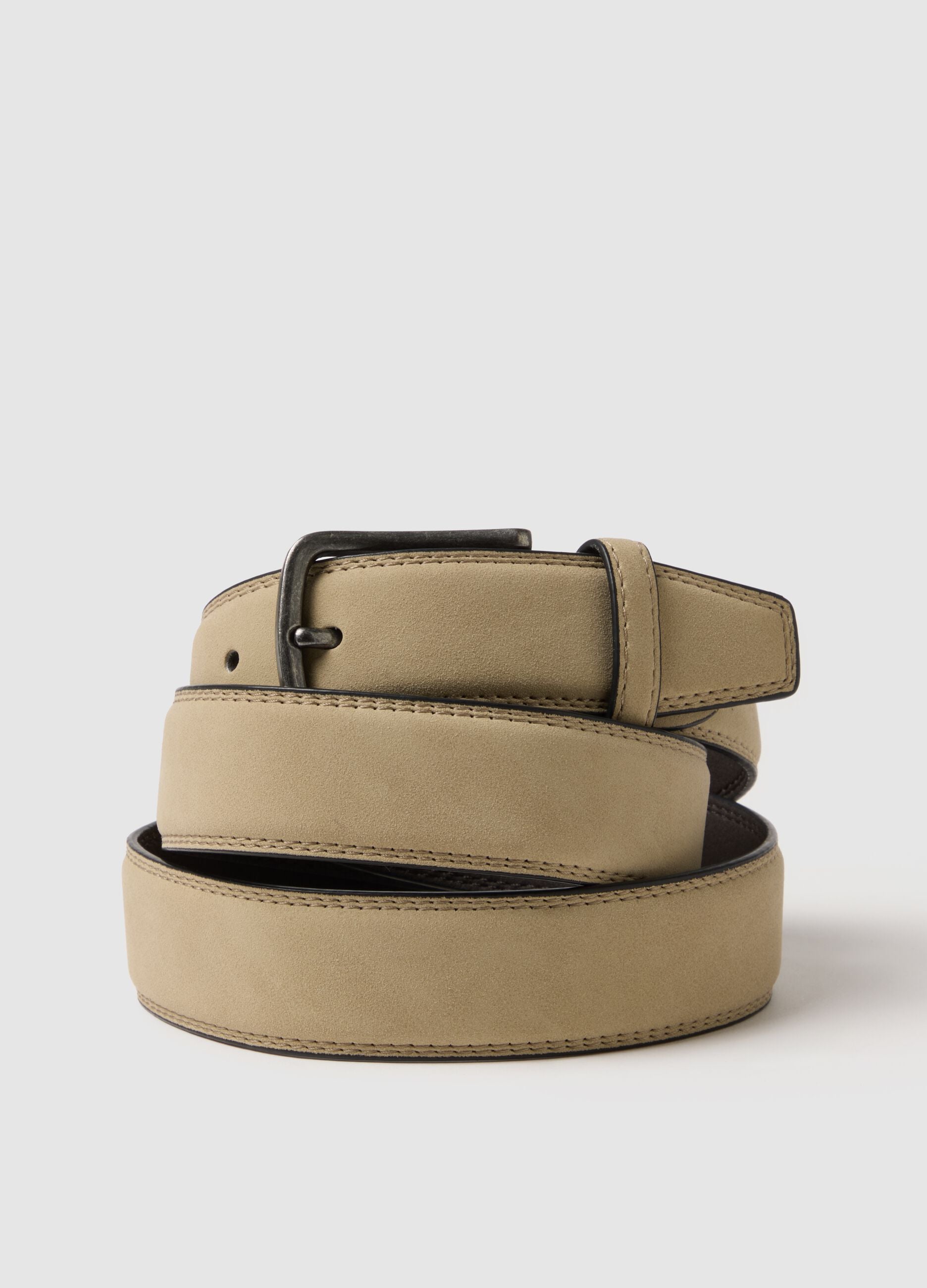 Beige Belt with Classic Buckle