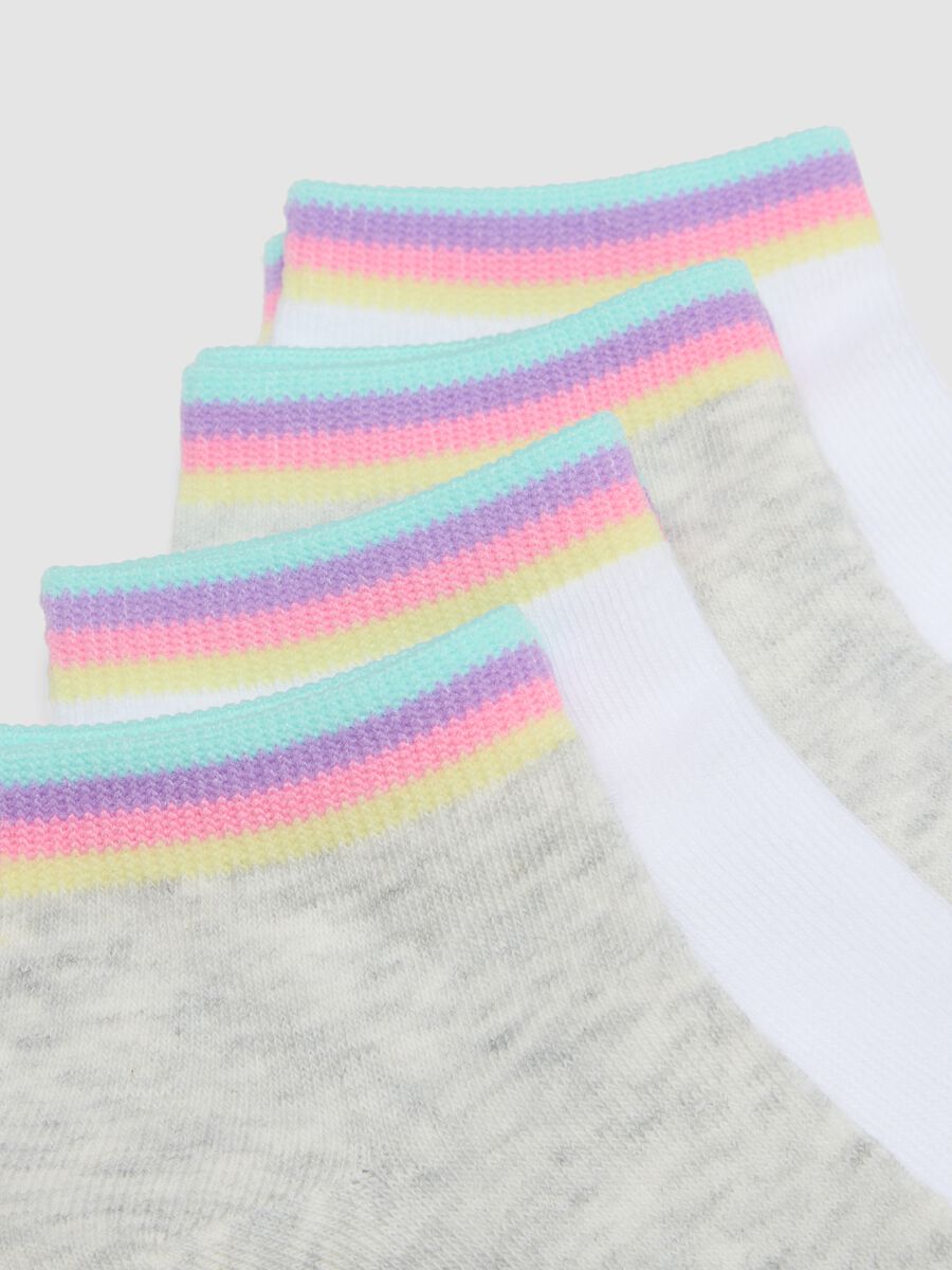 Multipack of multicoloured striped cotton blend ankle socks for girls_2