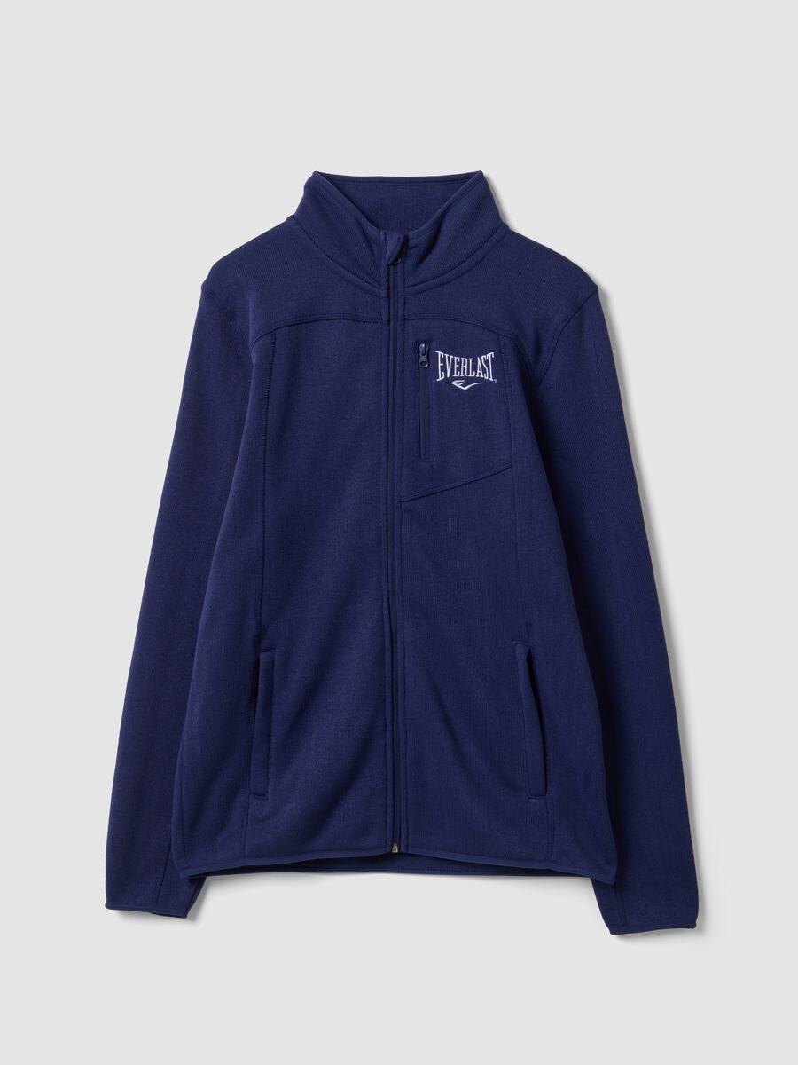 Blue full-zip sweatshirt with high neck and logo_4