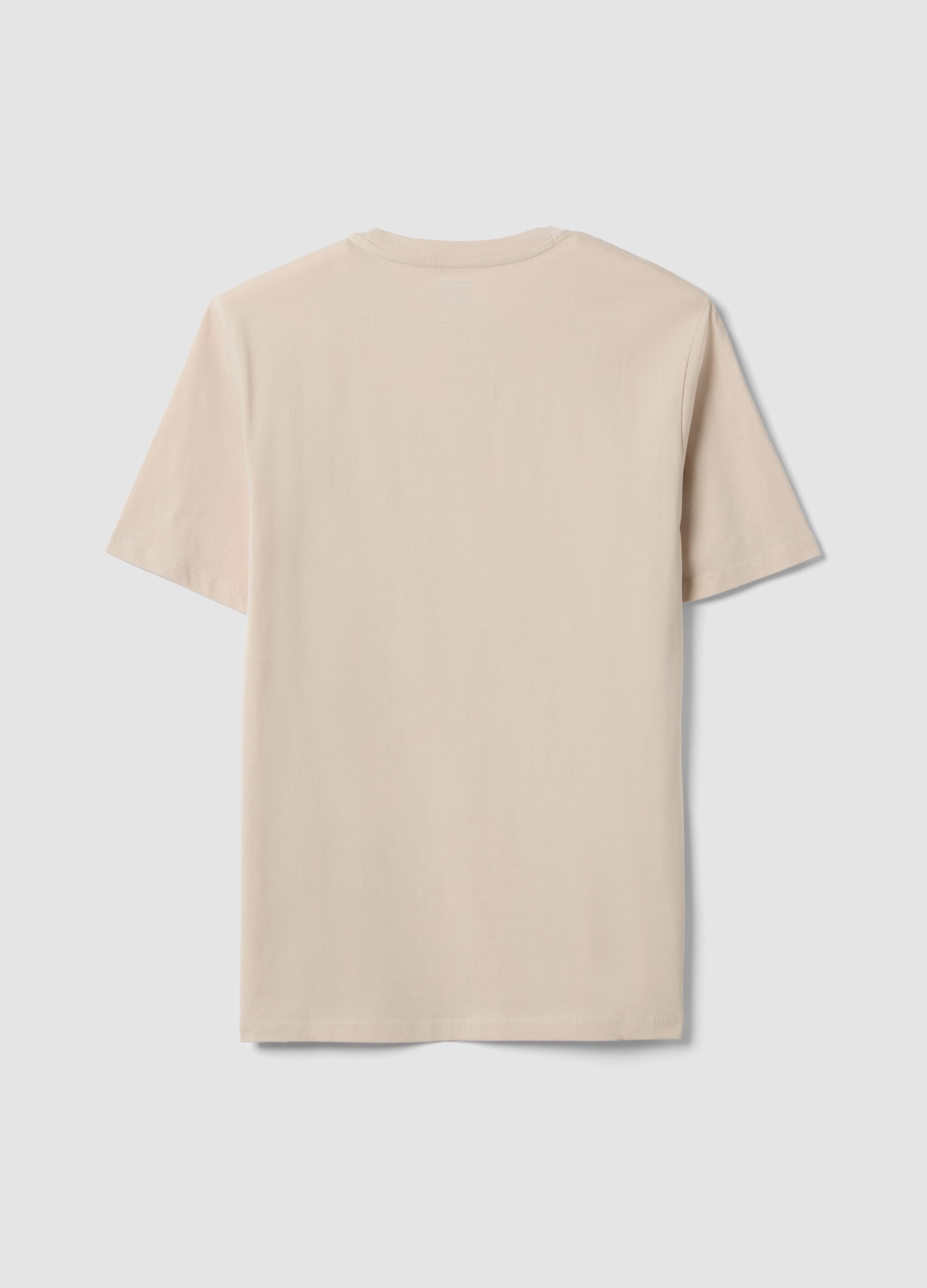 Beige organic cotton jersey T-shirt, regular fit