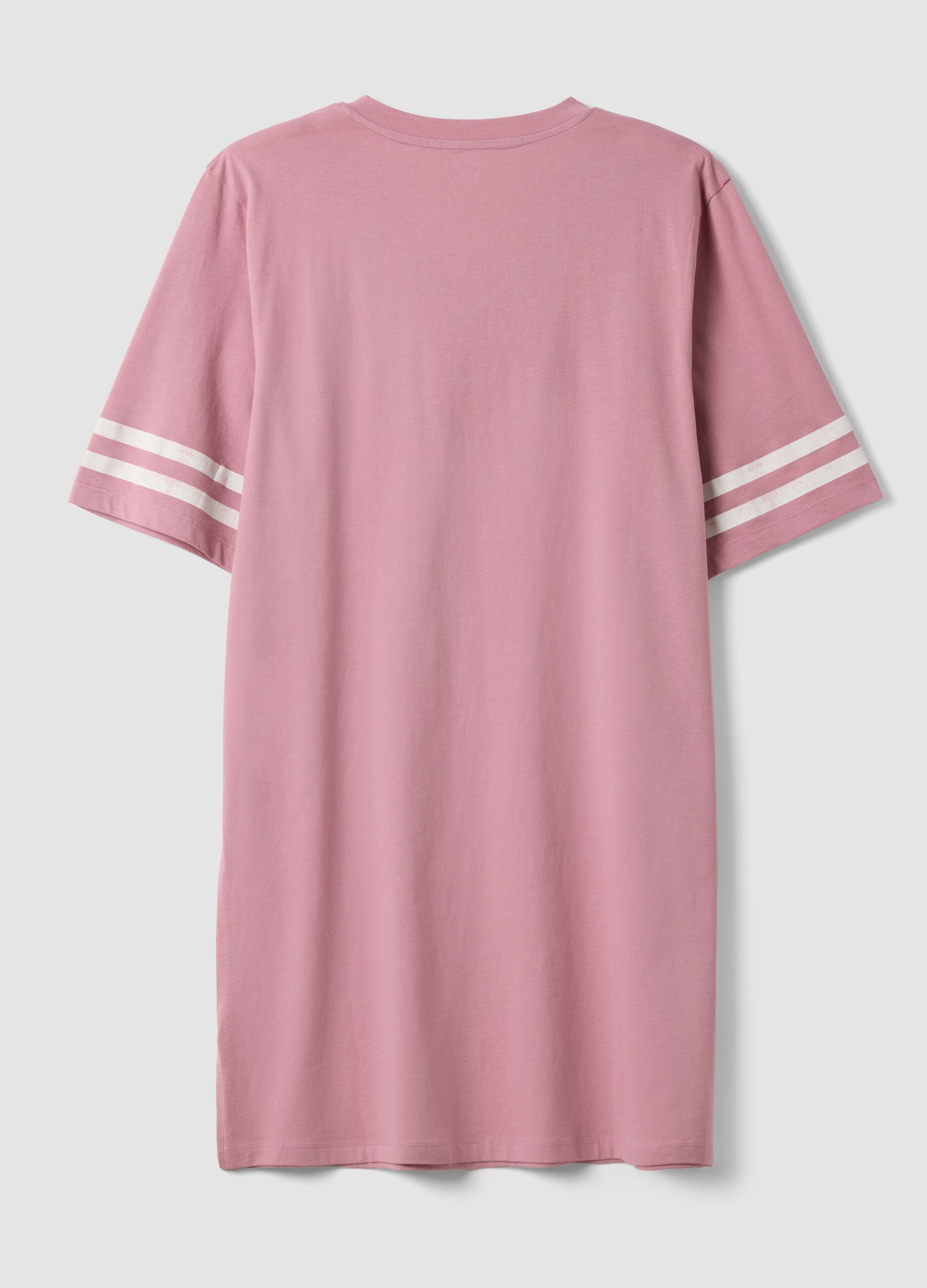 Pink pure organic cotton V-neck nightshirt with print