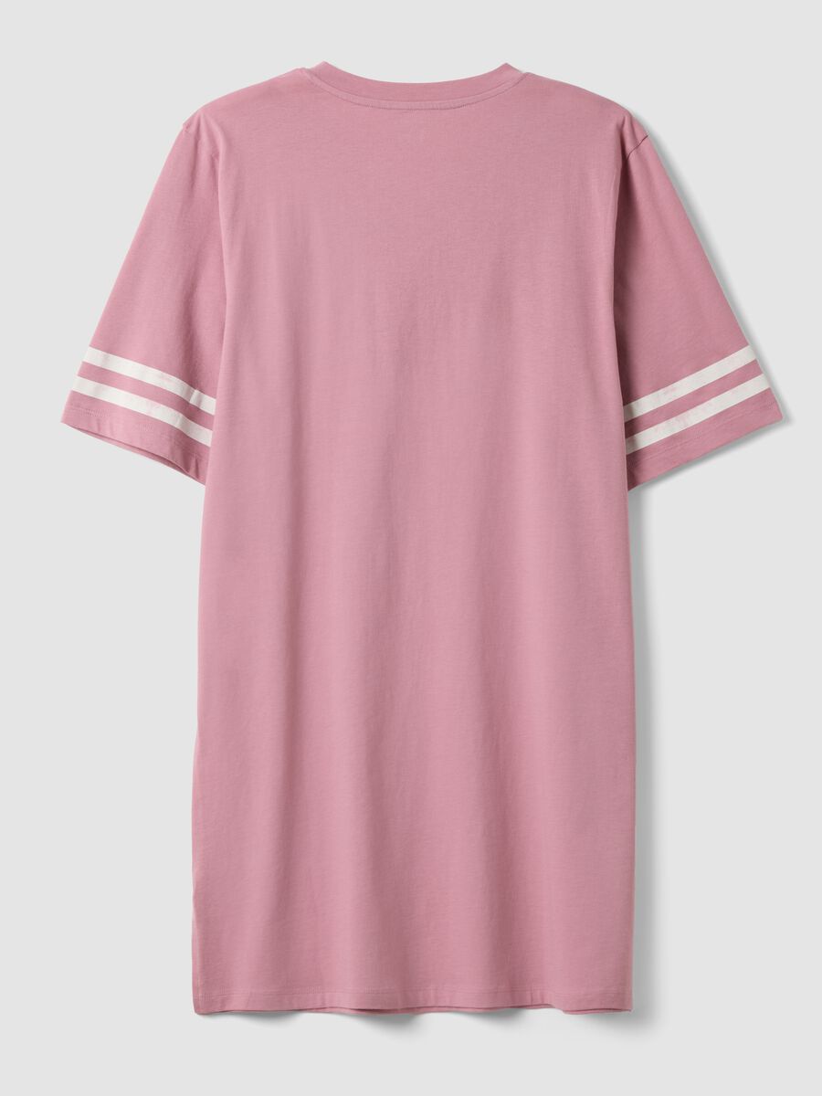 Camicia da notte rosa in puro cotone organico con scollo a V con stampa_6