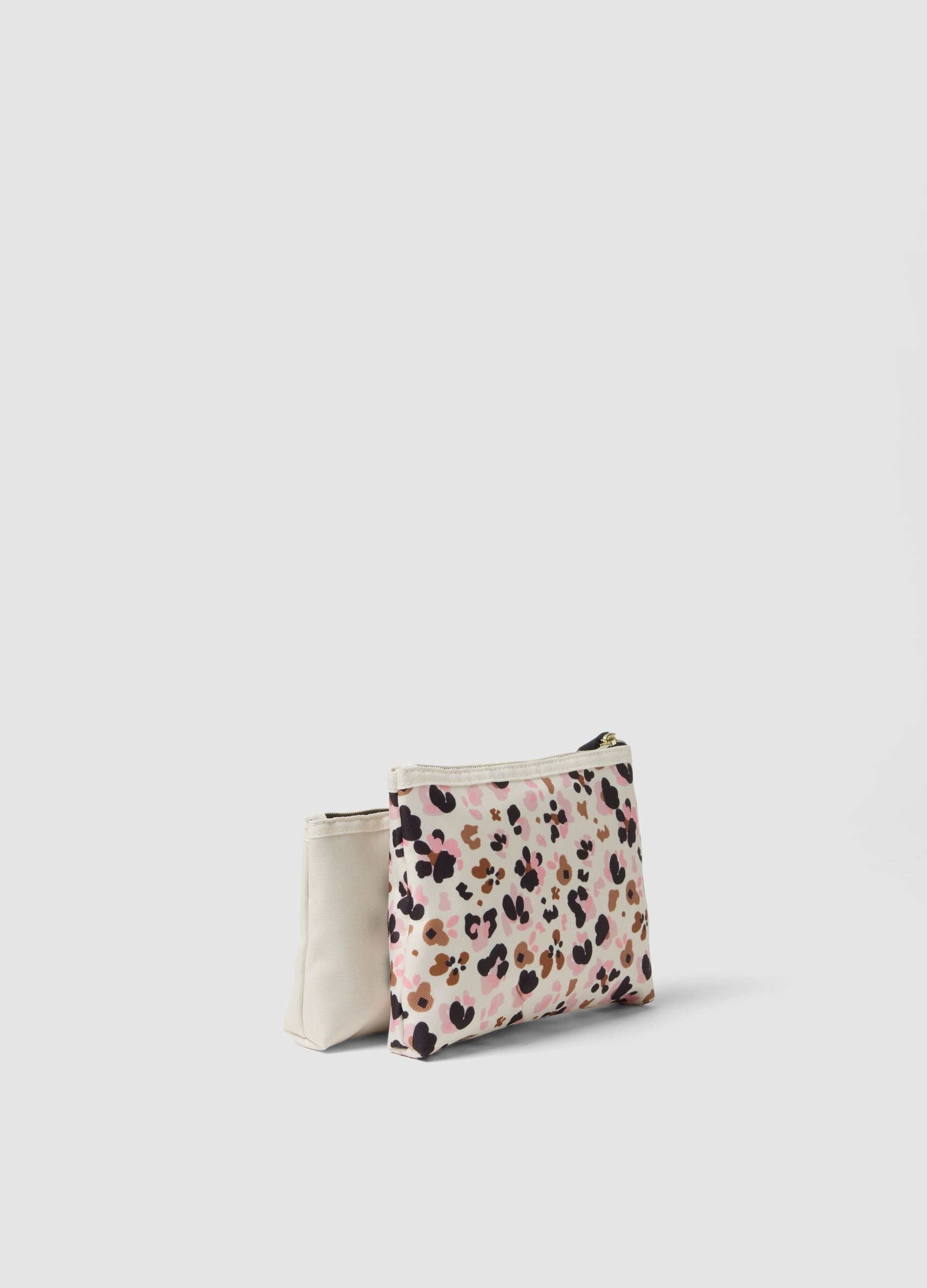 White animal-print pouch set