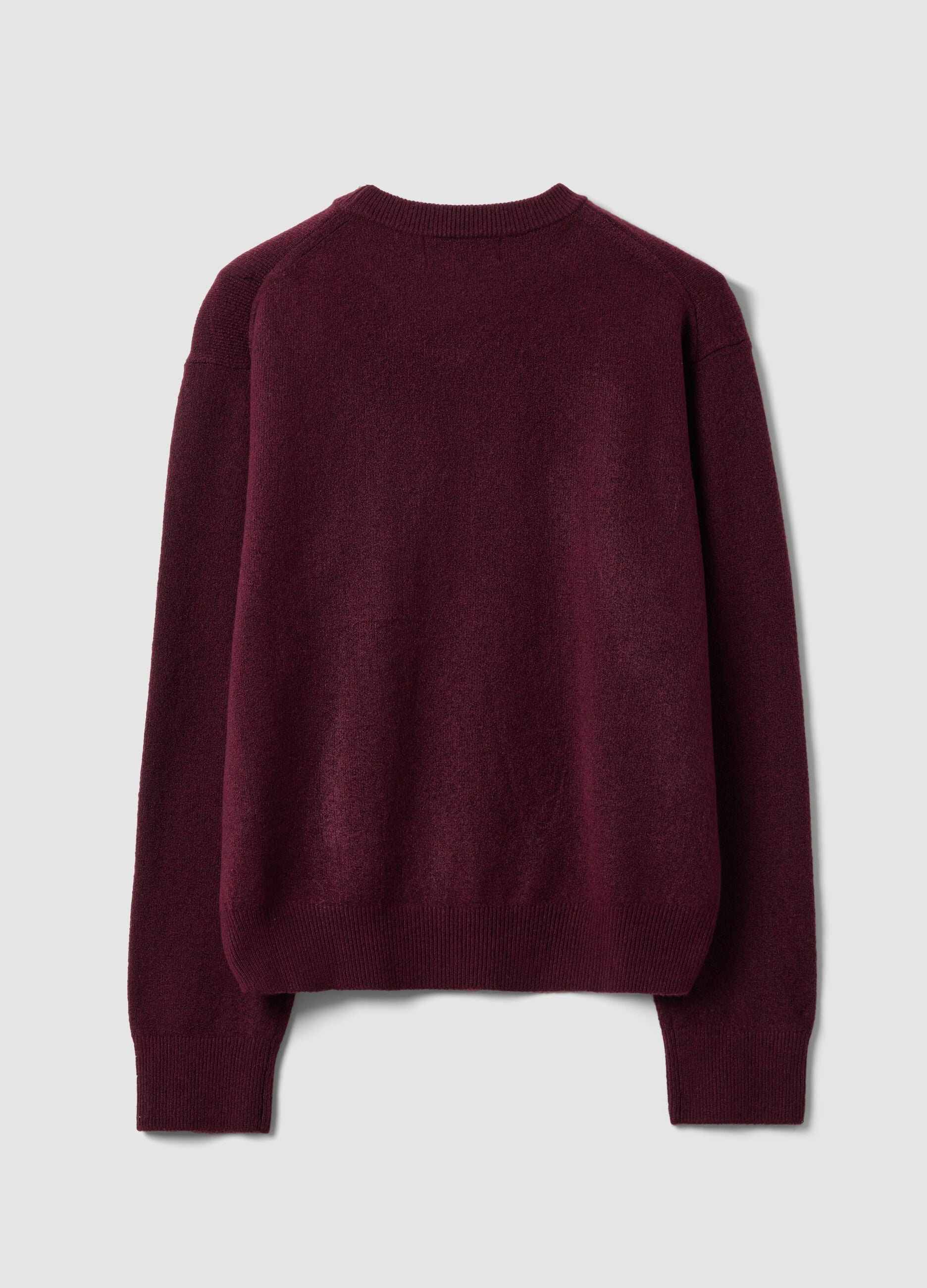 Purple stretch wool crew-neck jumper