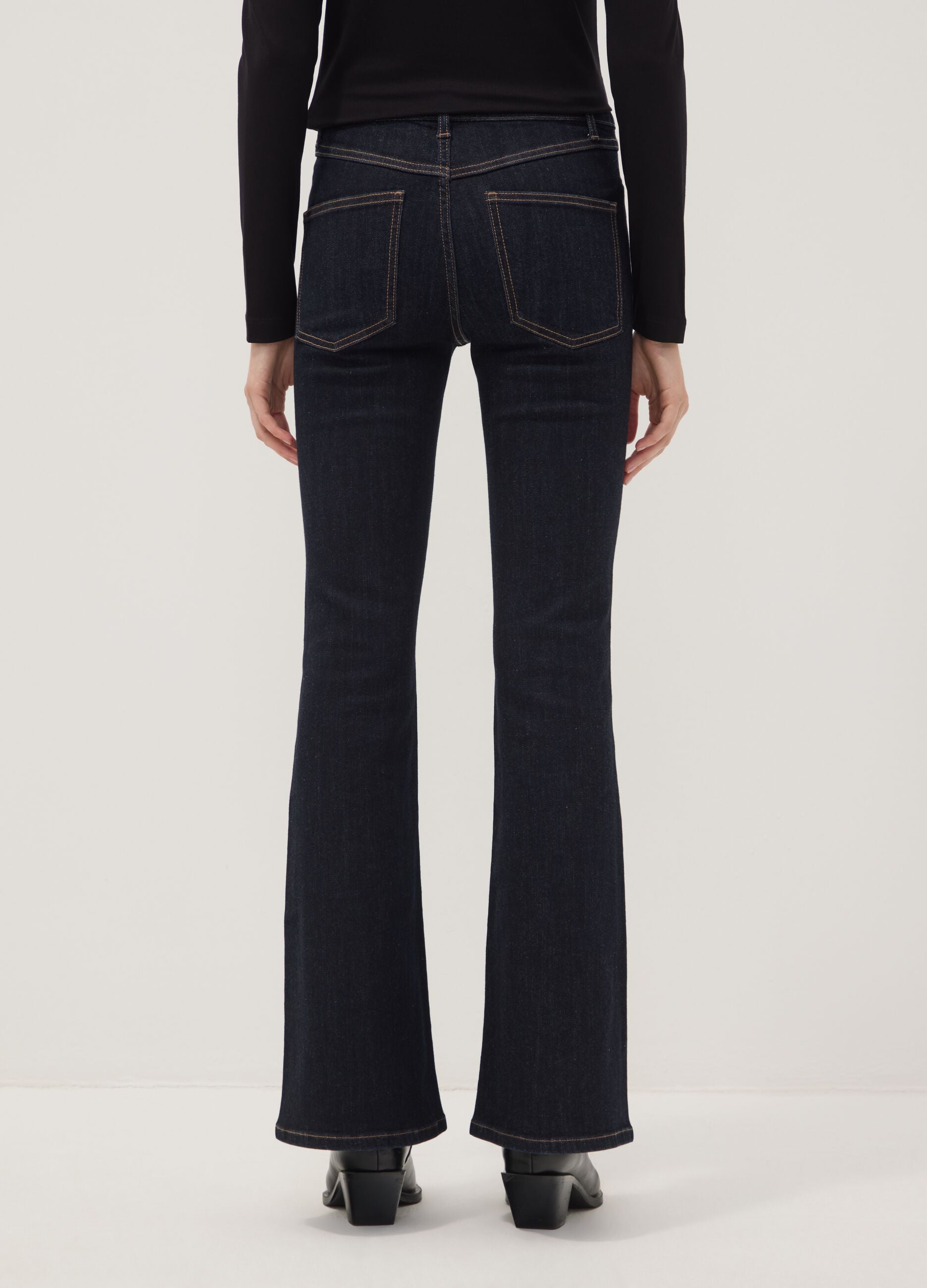 Blue flared stretch-cotton jeans
