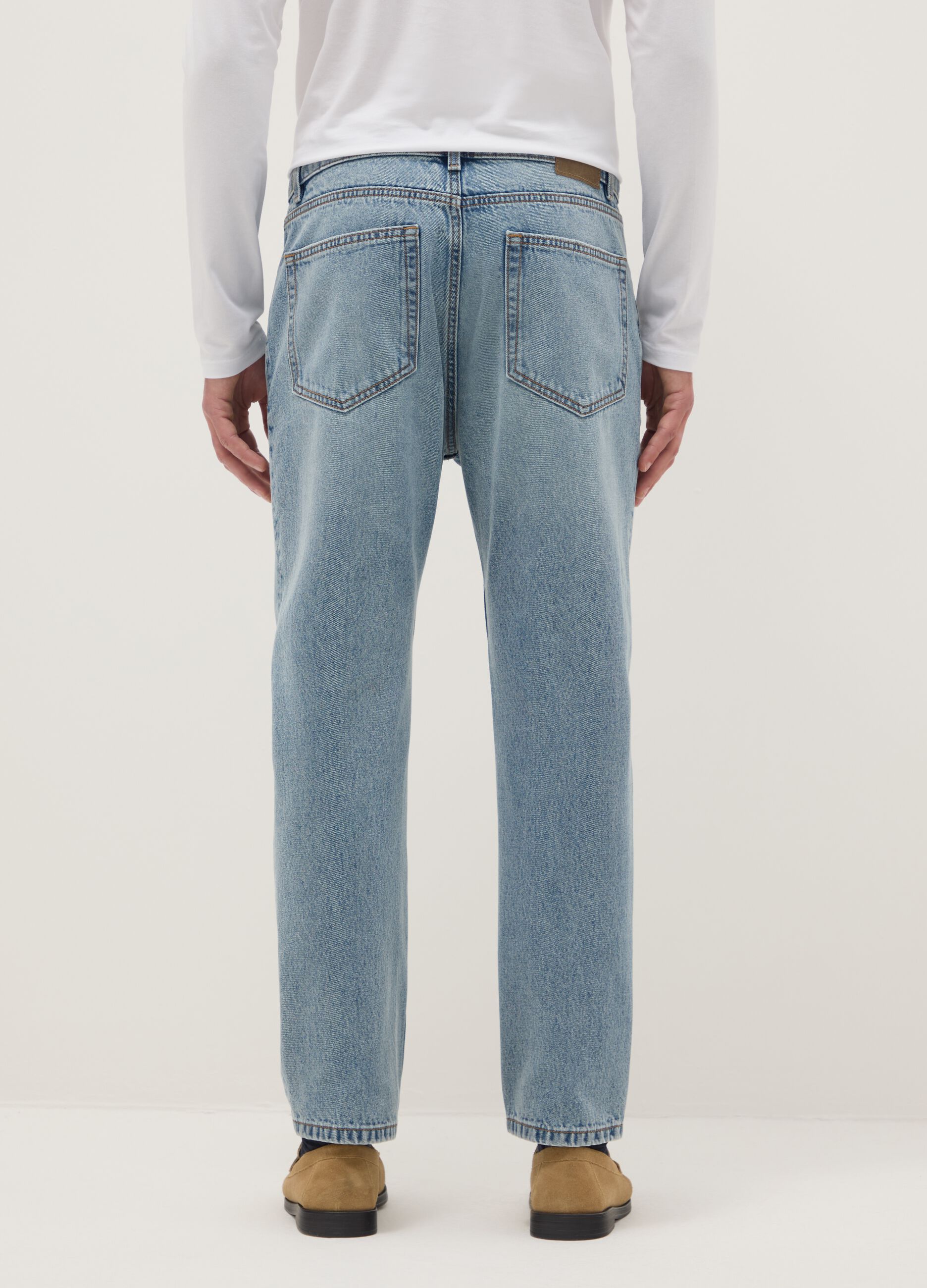 Pure Cotton Denim Blue Carrot Fit Jeans