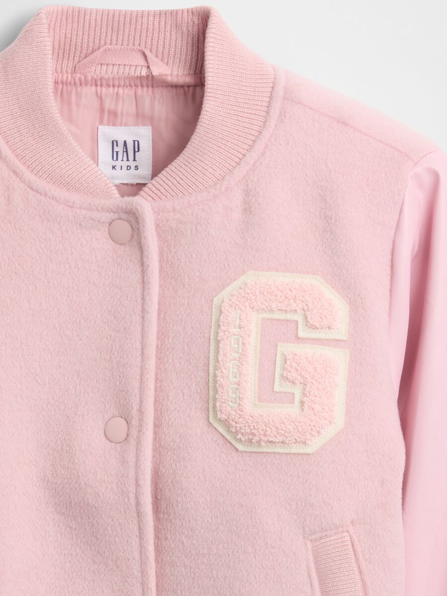 Pink bomber jacket in wool blend and synthetic fibres_4