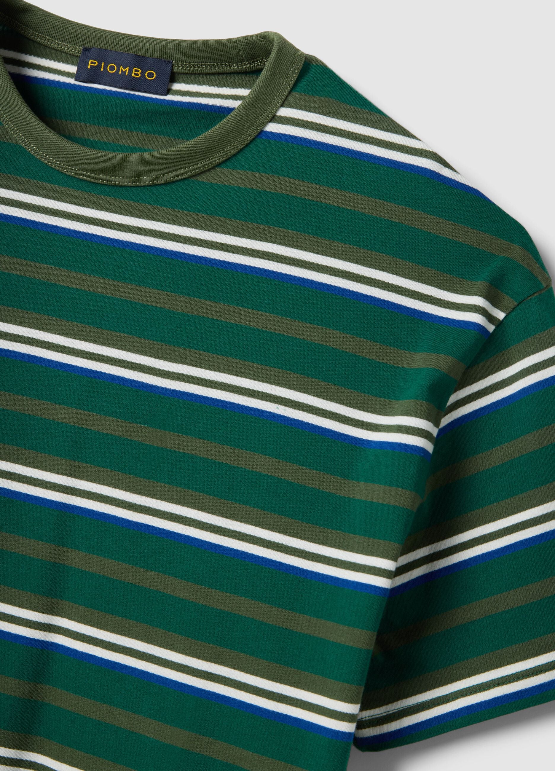 Pure Cotton Multicolour Striped T-shirt Regular Fit
