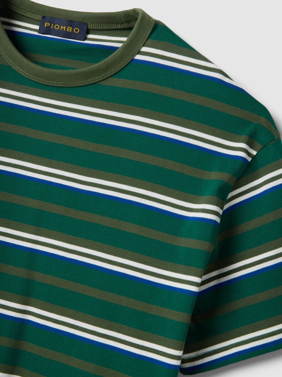 T-shirt in puro cotone a righe multicolor regular fit_5