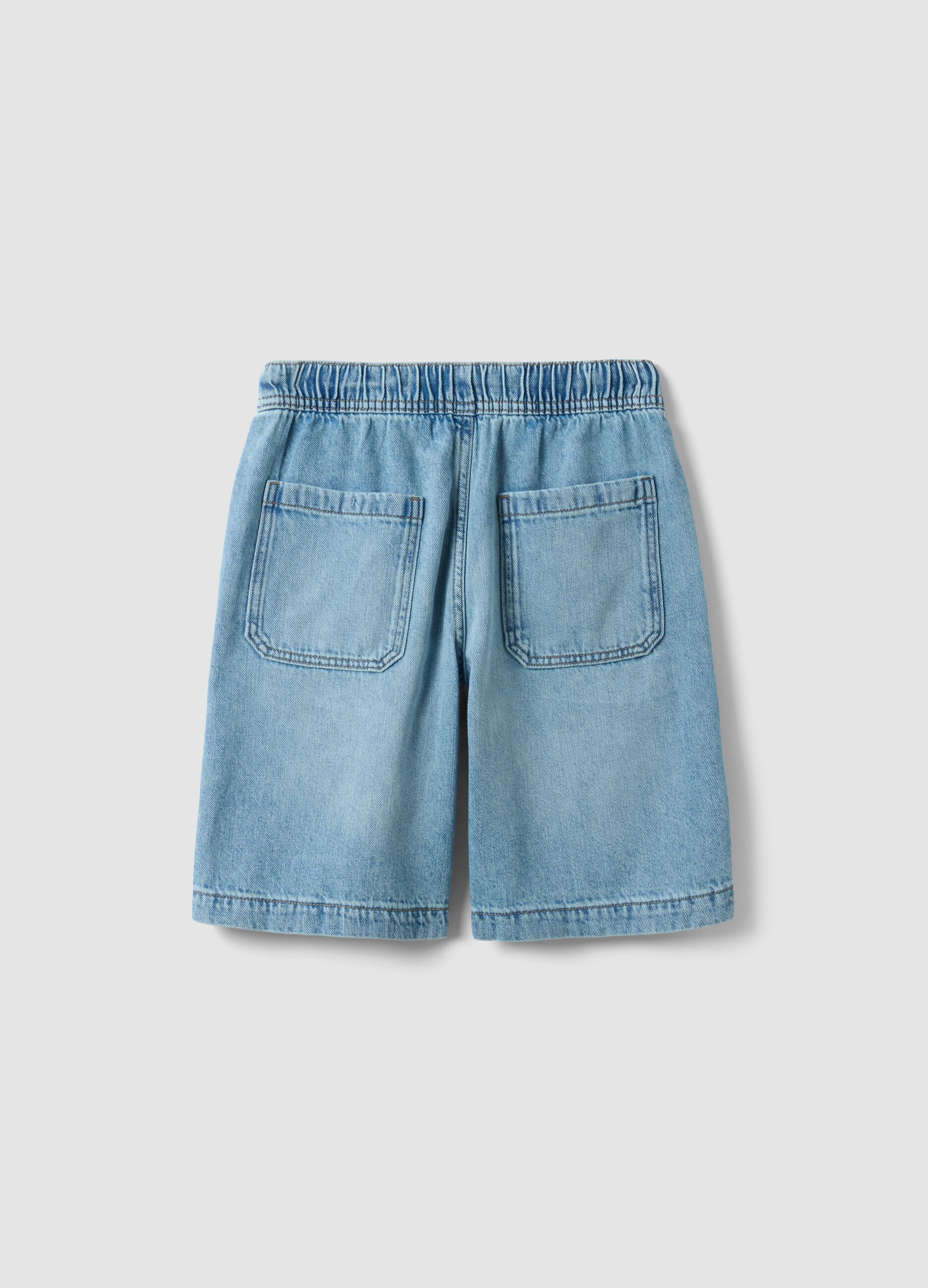 Boys&rsquo; blue denim shorts in cotton blend, straight fit