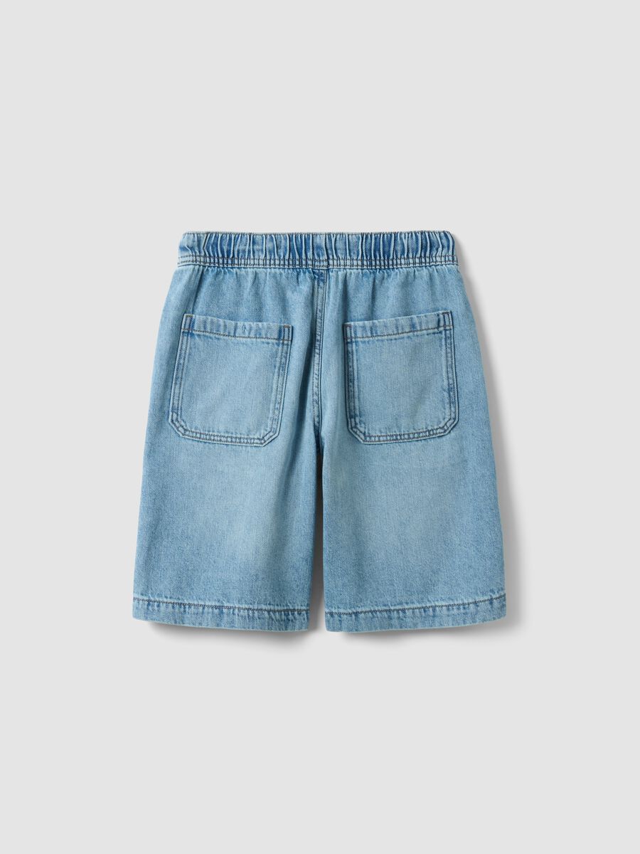 Boys&rsquo; blue denim shorts in cotton blend, straight fit_4