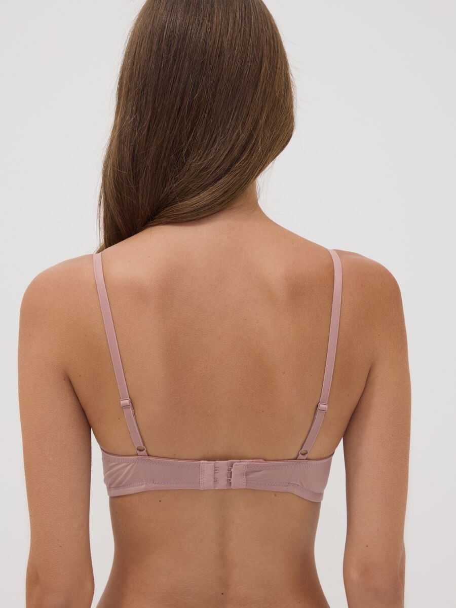 Pink padded bra in stretch fabric_3