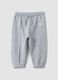 Grey pure cotton joggers with heart print, comfort fit for baby girl_0