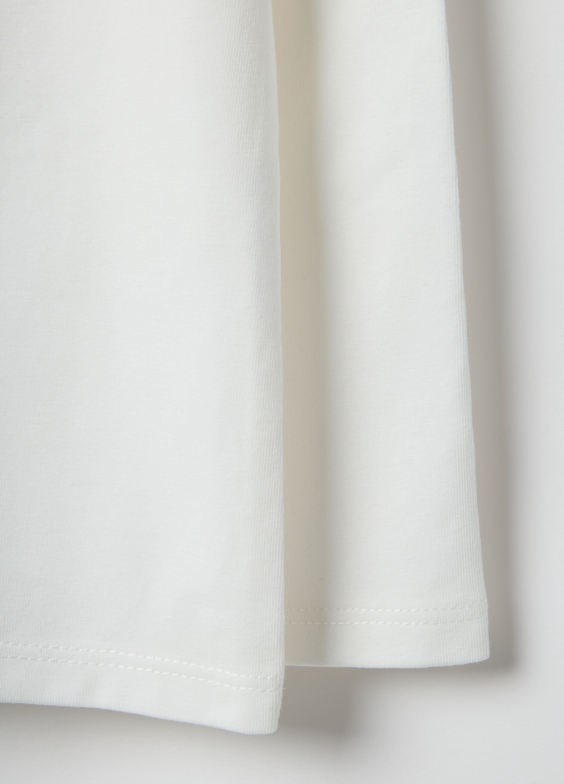 Girls' long-sleeve white T-shirt in cotton blend regular fit