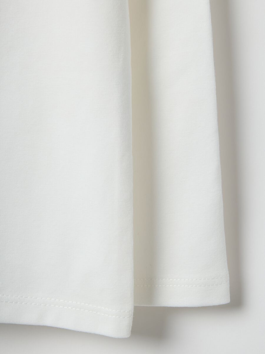 Girls' long-sleeve white T-shirt in cotton blend regular fit_3