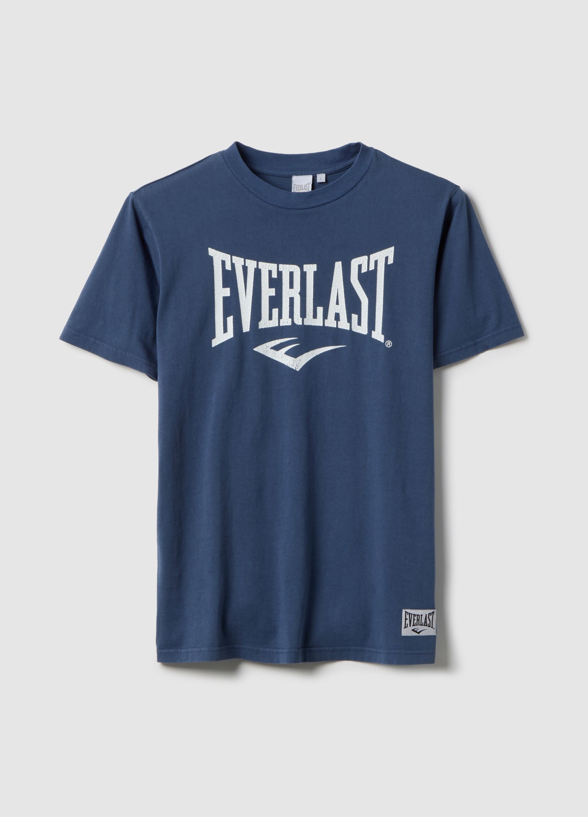 Blue regular fit pure cotton T-shirt with Everlast logo