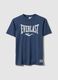 Blue regular fit pure cotton T-shirt with Everlast logo_4