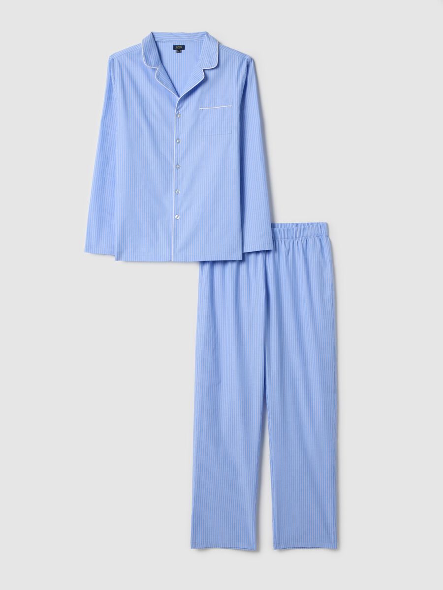 Blue striped pure cotton pyjamas with regular fit_4