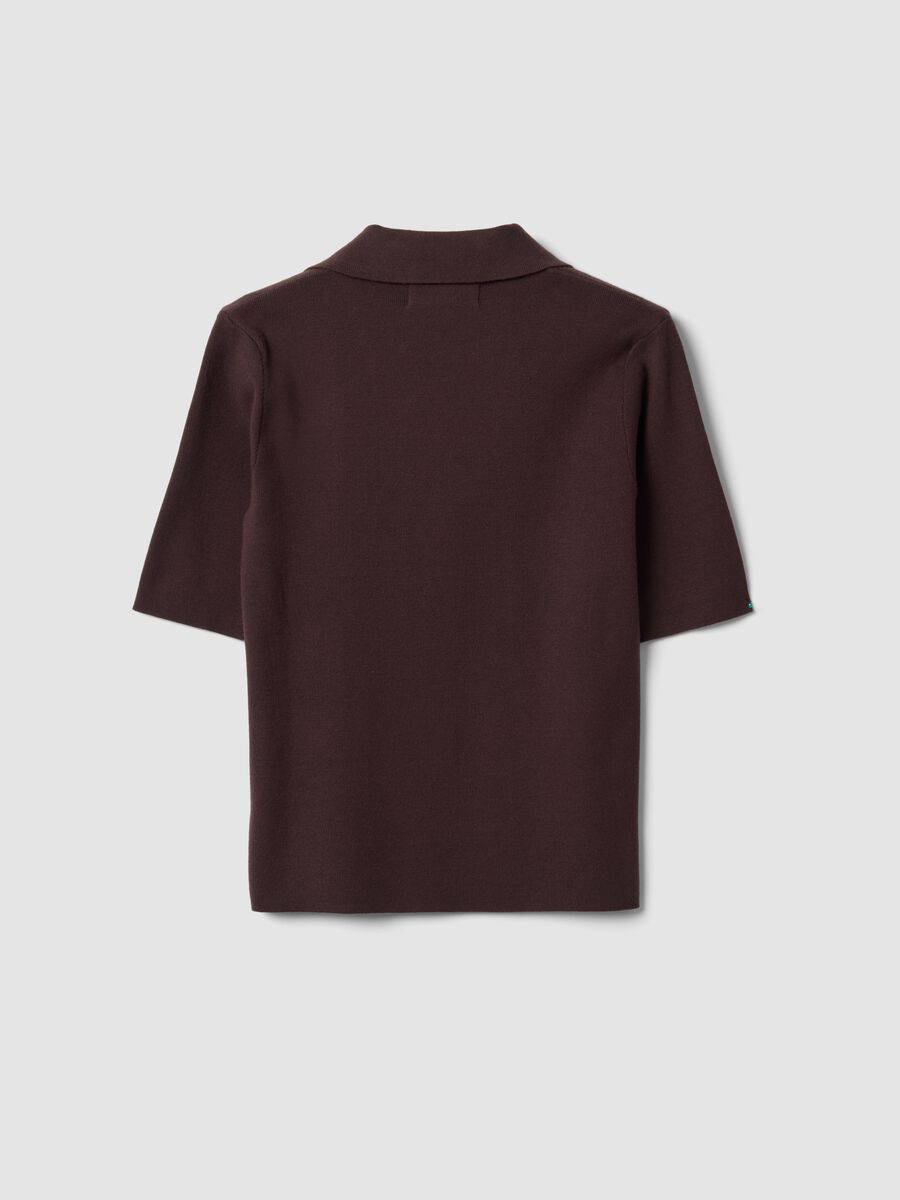 Brown viscose-blend polo jumper, regular fit_5