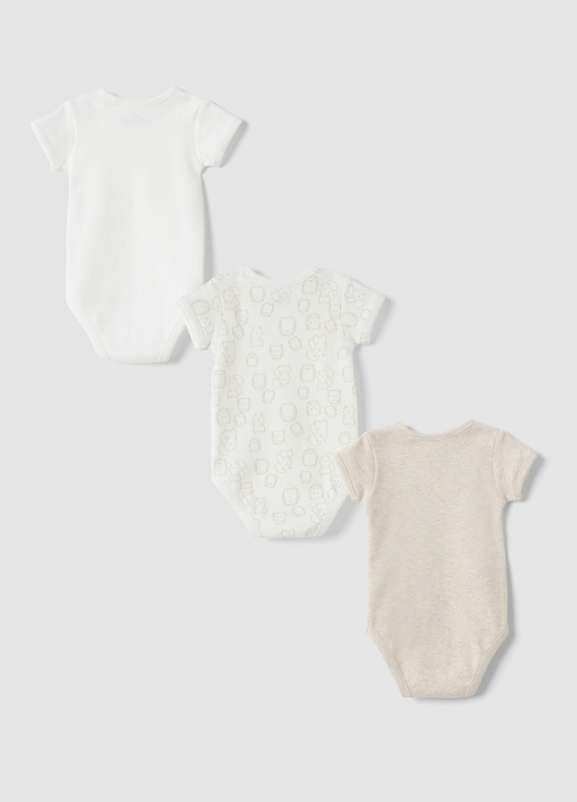 3-pack of multicolour organic cotton crew-neck bodysuits with print
