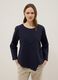 Blue long-sleeved regular-fit stretch cotton blouse_1