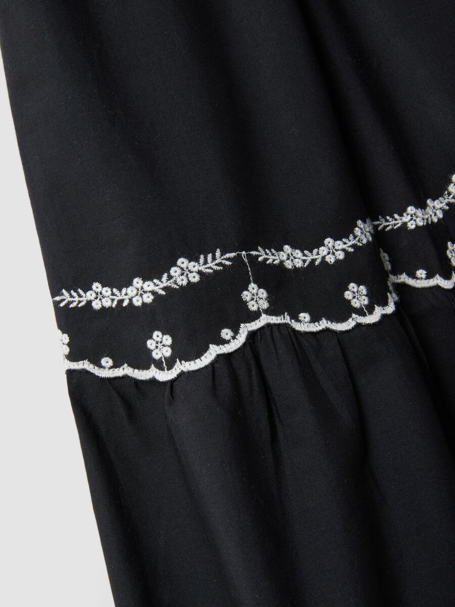 Long blue pure cotton skirt with embroidery_5