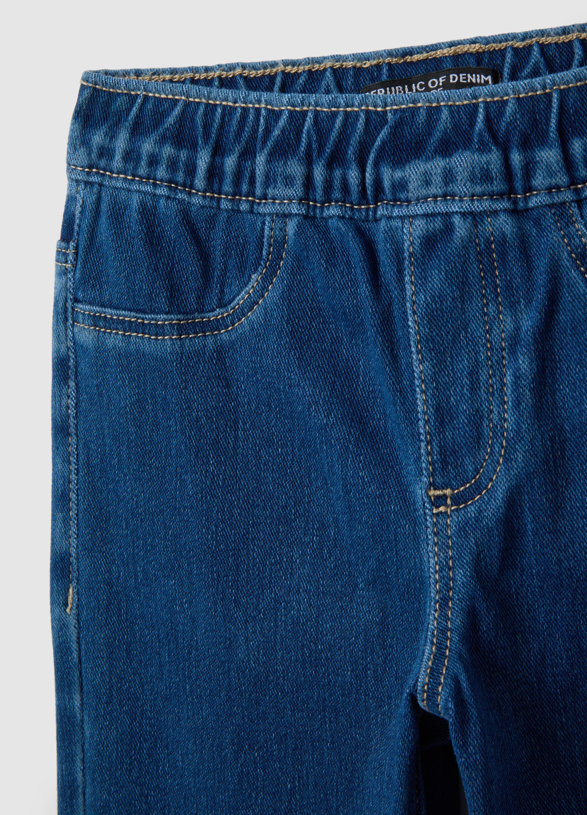 Girls' Blue Stretch Cotton Flare Fit Jeggings