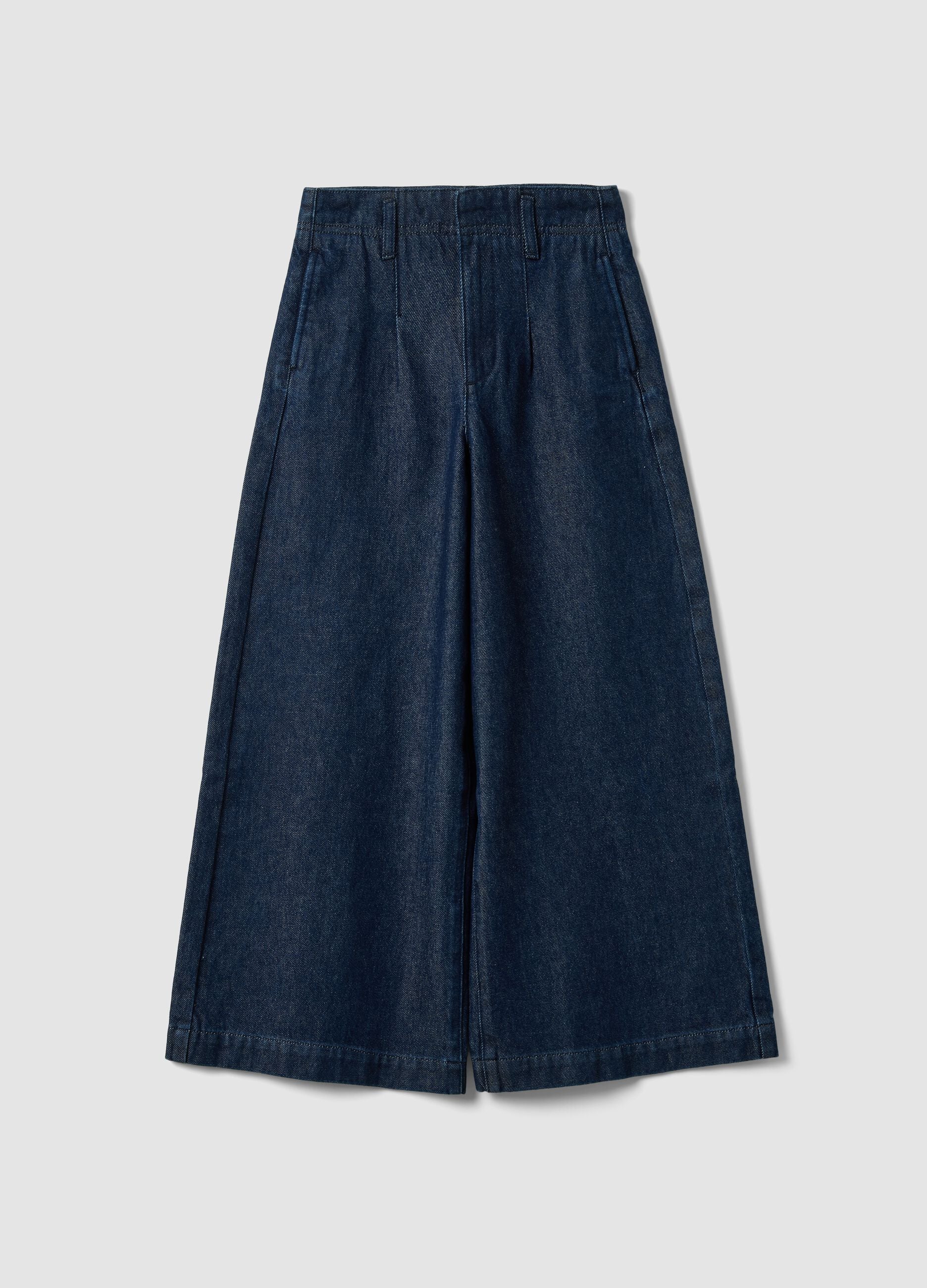 Blue wide-leg jeans in pure cotton