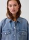 Blue regular fit pure cotton denim jacket_3