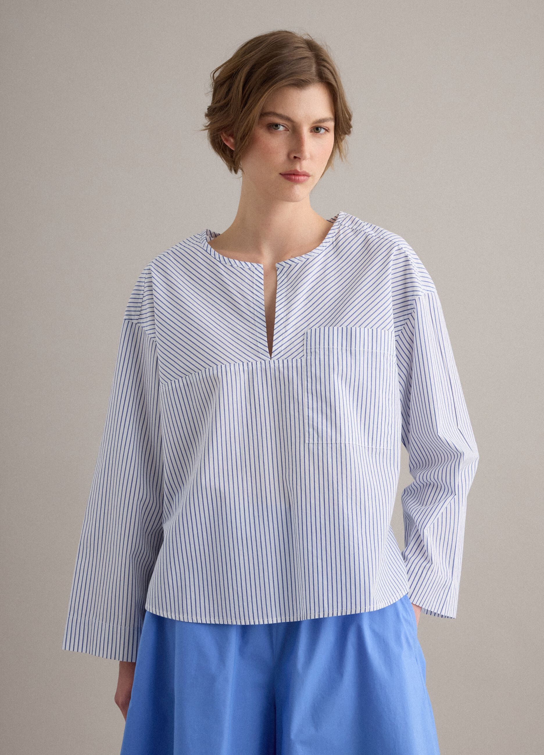 Multicolour striped pure cotton shirt regular fit with pocket