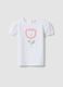 White stretchy cotton regular fit girl&rsquo;s t-shirt with flower embroidery_0
