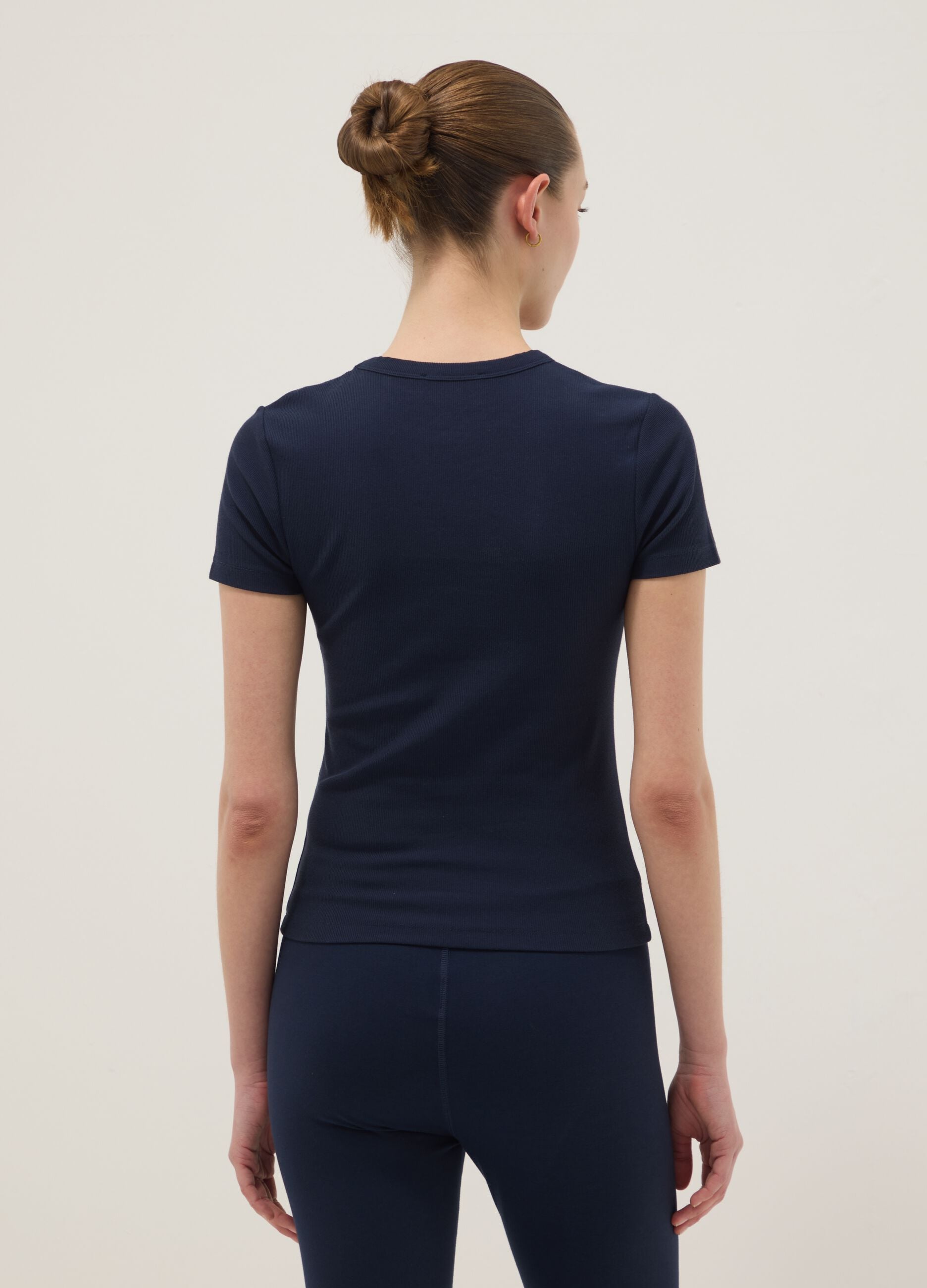 Blue fitted short-sleeve stretch-cotton T-shirt