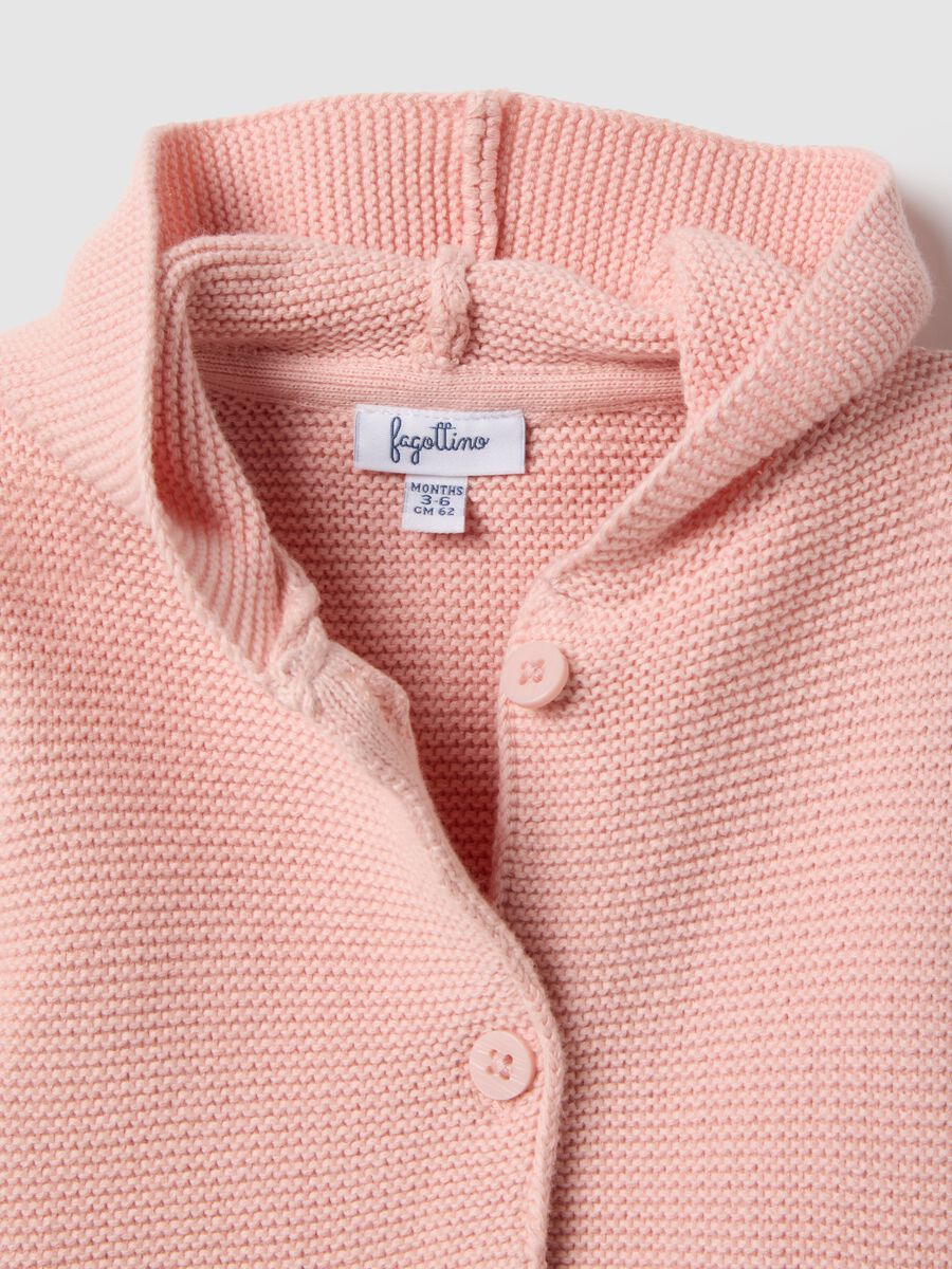 Pink pure cotton regular fit hooded cardigan for baby girl_2
