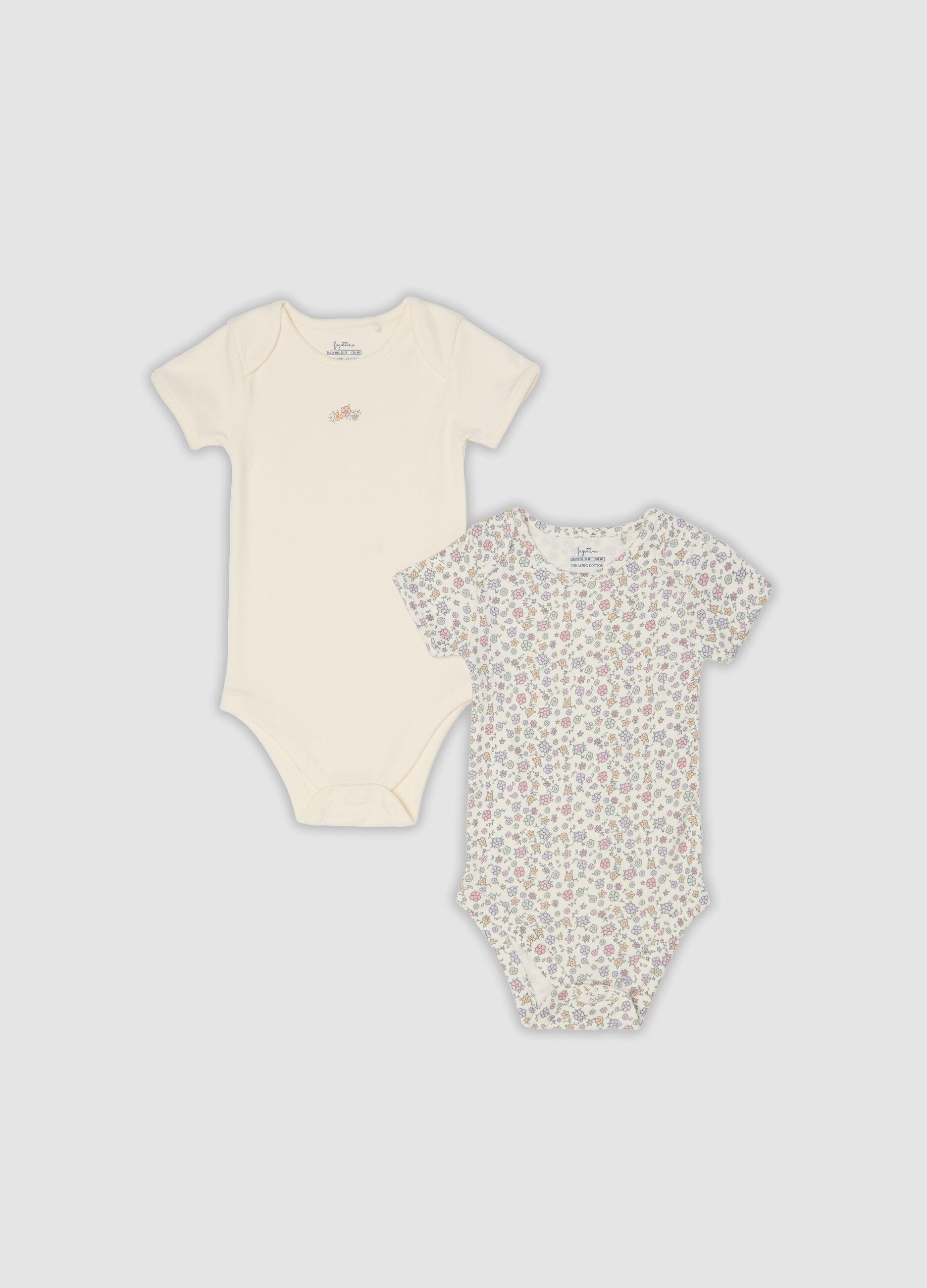 Bipack di body multicolor in cotone organico a maniche corte