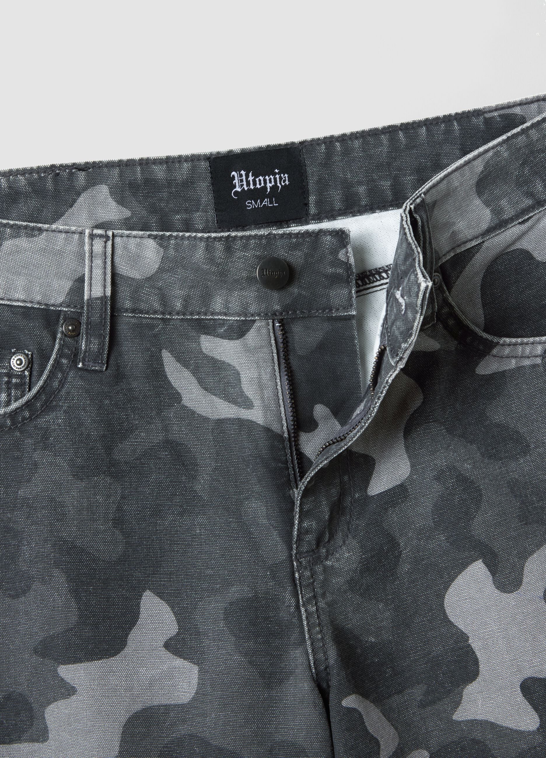 Dark Camo Wide-Leg Denim