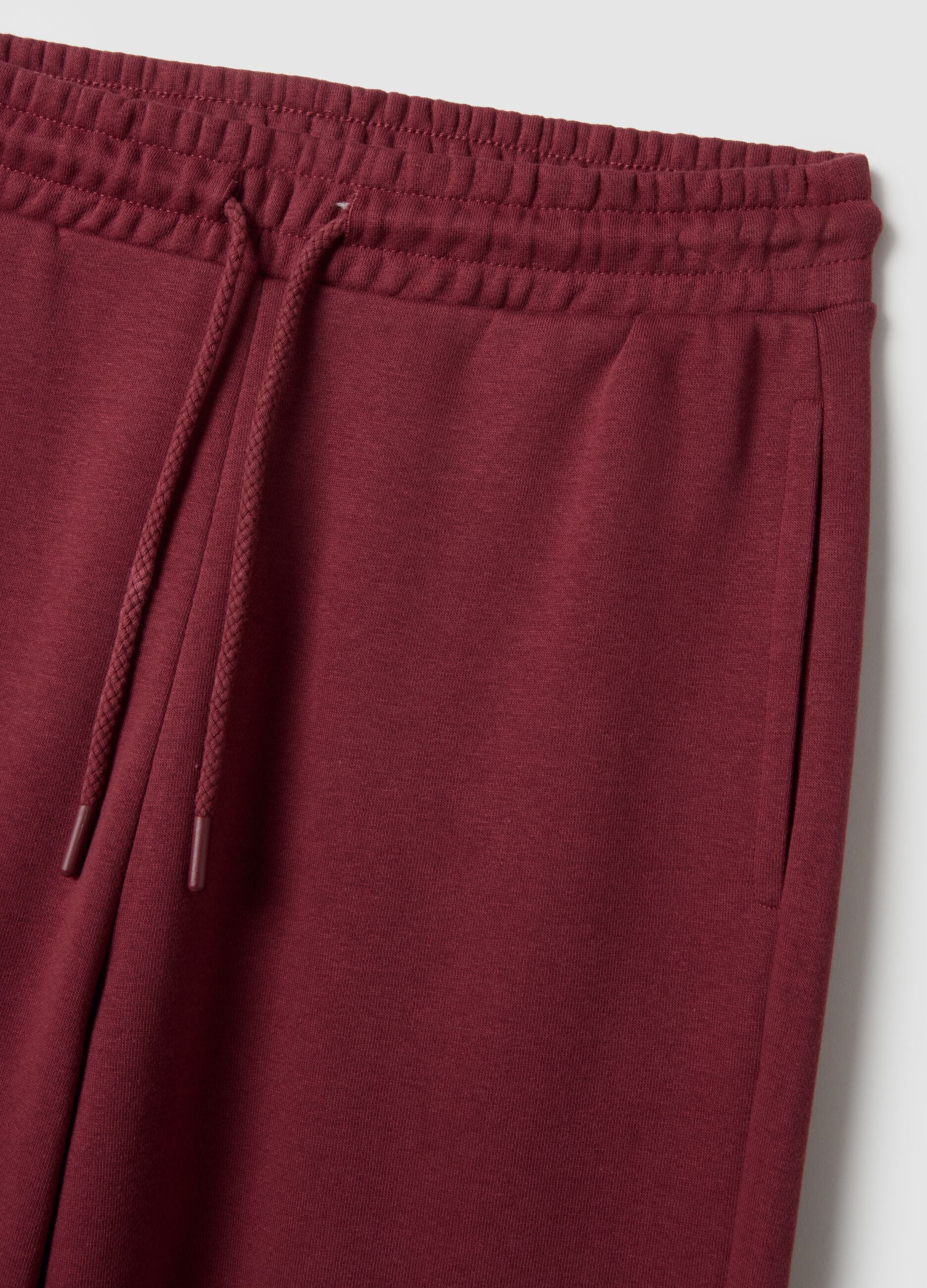 Pink regular fit cotton blend trousers