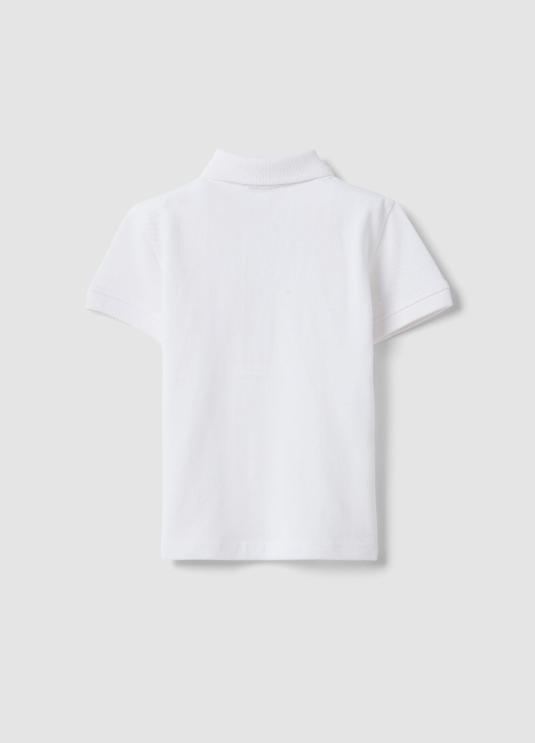 White organic cotton polo shirt for boys, regular fit