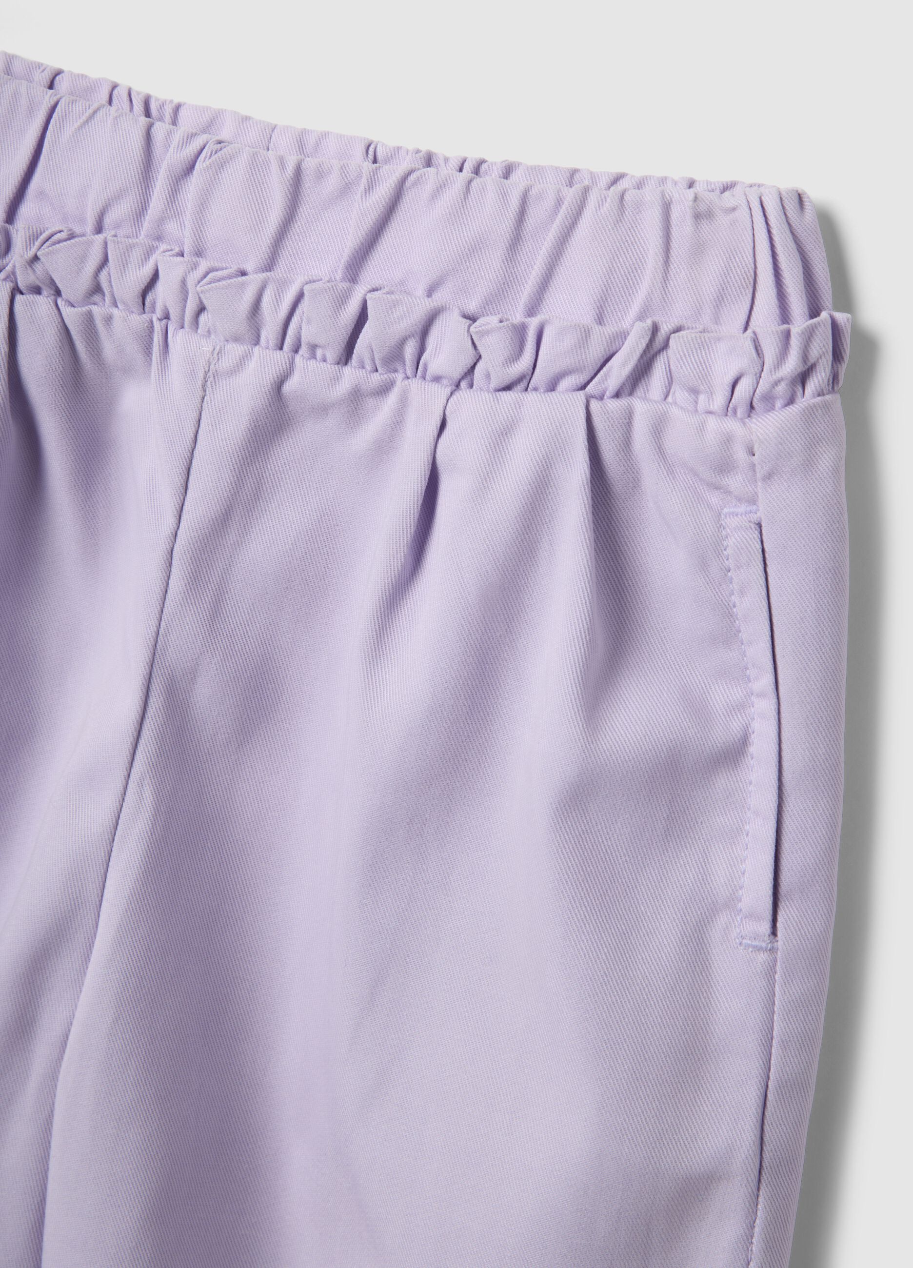 Purple lyocell and cotton baggy trousers for girls